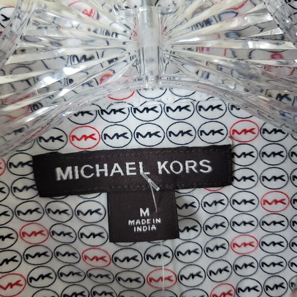 Michael Kors Men's Logo Button Down Shirt Short Sleeve Classic Fit - Picture 8 of 9